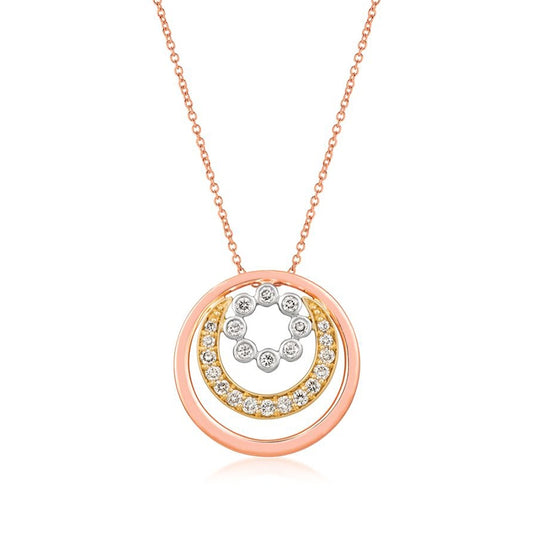 Le Vian 5/8 ct. tw. Nude Diamond Bezel Set Circle Pendant in 14K Tri-Tone Gold