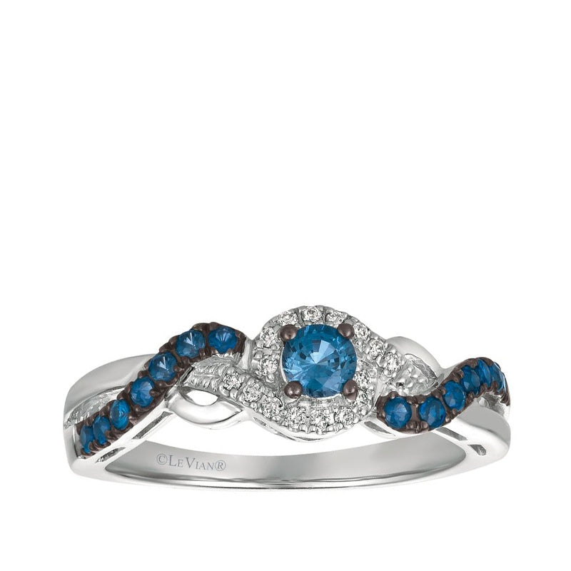 Le Vian Cornflower Sapphire & Vanilla Diamond Accent Halo Twist Ring in 14K Vanilla Gold