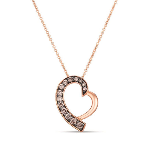 Le Vian Chocolatier 3/8 ct. tw. Chocolate Diamond Heart Pendant in 14K Strawberry Gold