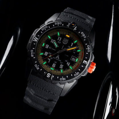 Luminox Men's Bear Grylls Survival Quartz Black Carbonox Watch with Black & Beige Dial & Rubber Strap side profile