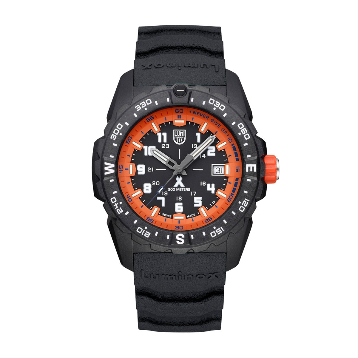 Luminox Men's Bear Grylls Survival Quartz Black Carbonox Watch with Black & Orange Dial & Rubber Strap