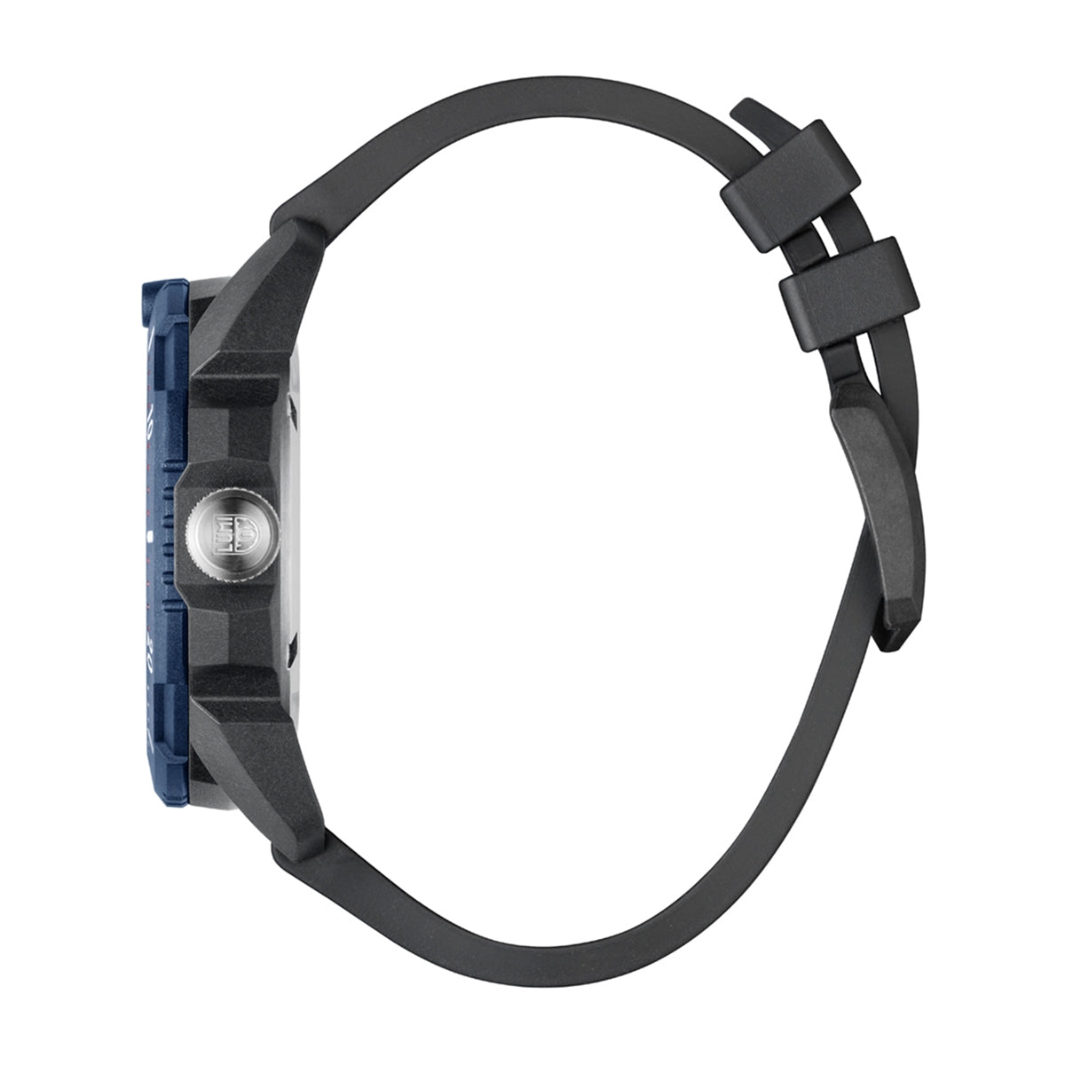 Luminox Men's ICE SAR Artic Quartz Black Carbonox Watch with Blue Dial & Rubber Strap front view