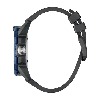 Luminox Men's ICE SAR Artic Quartz Black Carbonox Watch with Blue Dial & Rubber Strap front view