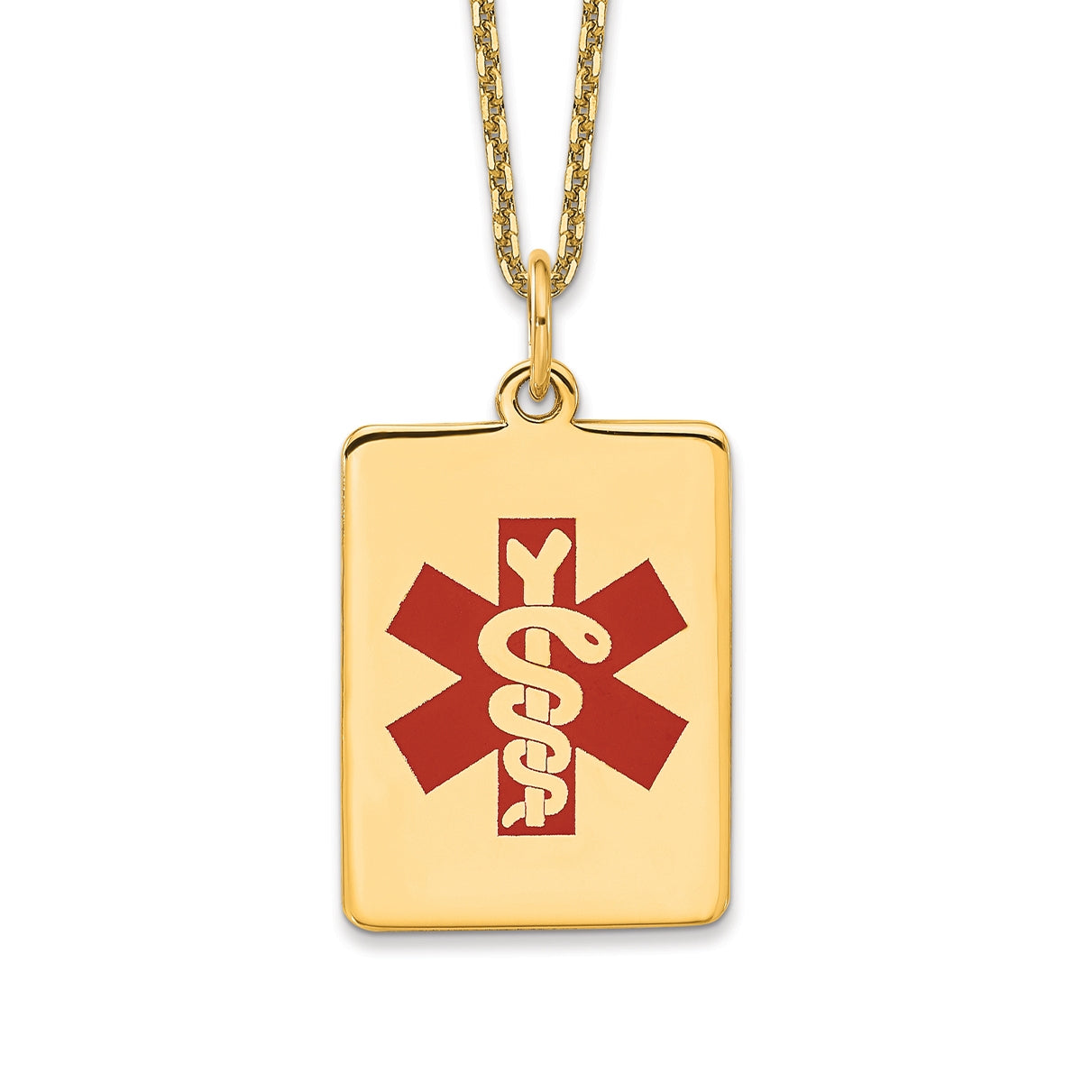 Medical ID Pendant on 18-inch Cable Chain in 14K Yellow Gold
