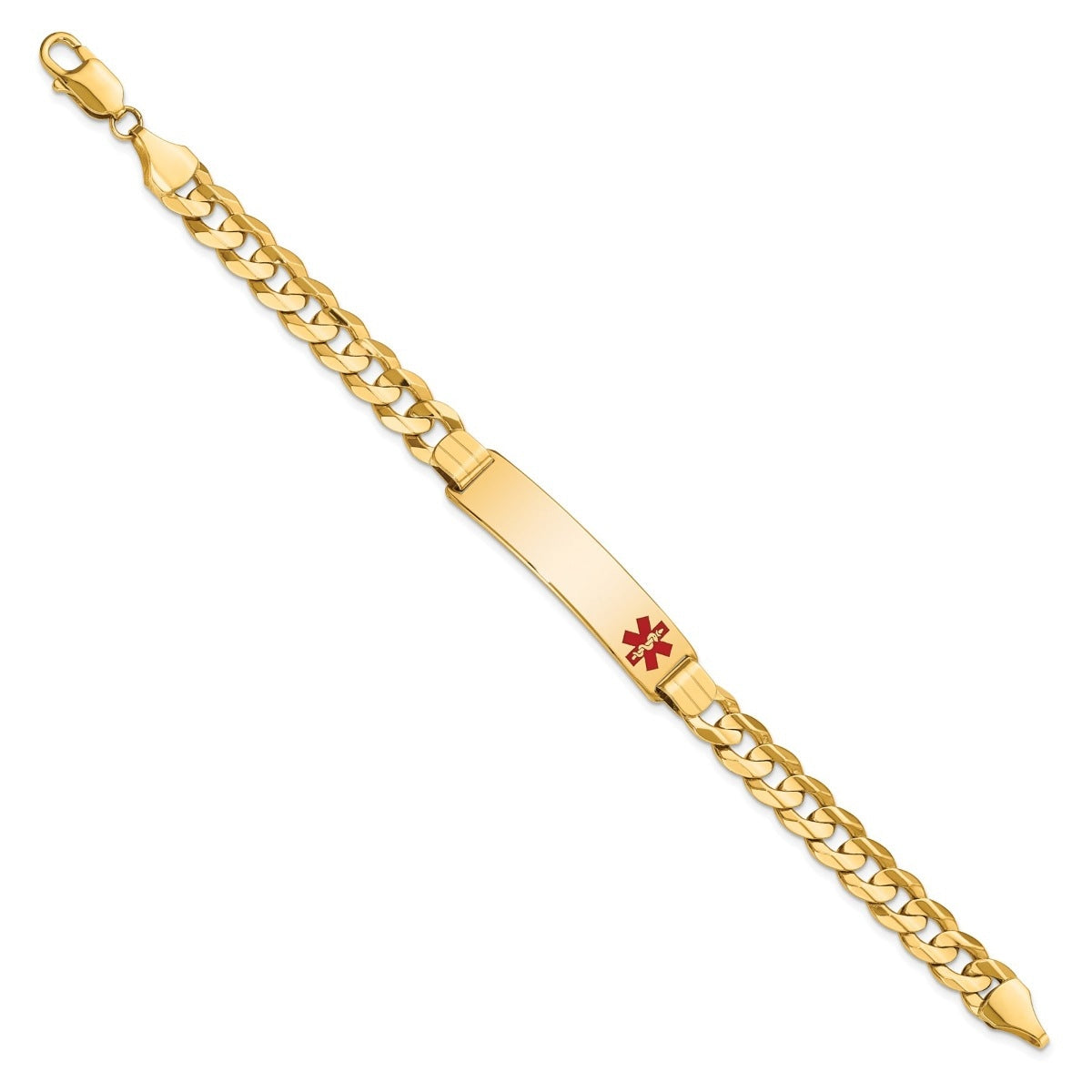 8mm 8-inch Curb Chain Medical ID Bracelet in 14K Yellow Gold front view