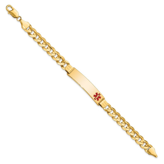 8mm 8-inch Curb Chain Medical ID Bracelet in 14K Yellow Gold front view