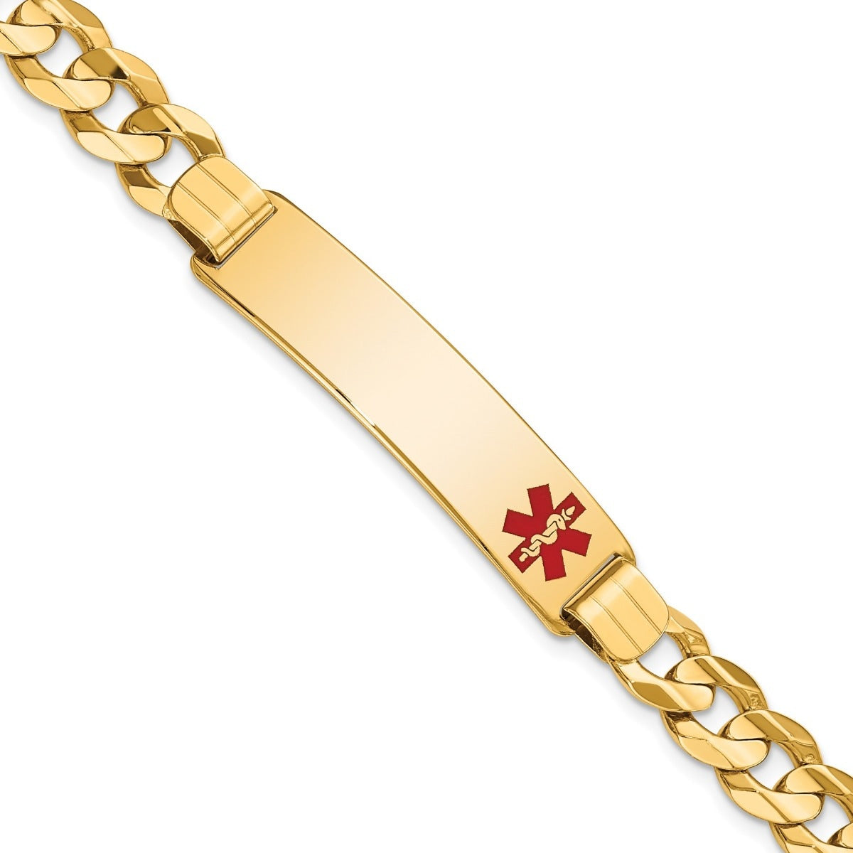 8mm 8-inch Curb Chain Medical ID Bracelet in 14K Yellow Gold