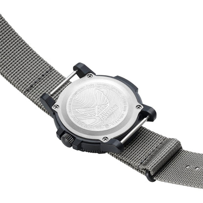 Luminox Men's Volition America Leatherback Sea Turtle Giant Black Carbonox Watch with Thunder Gray Dial & Rubber front view