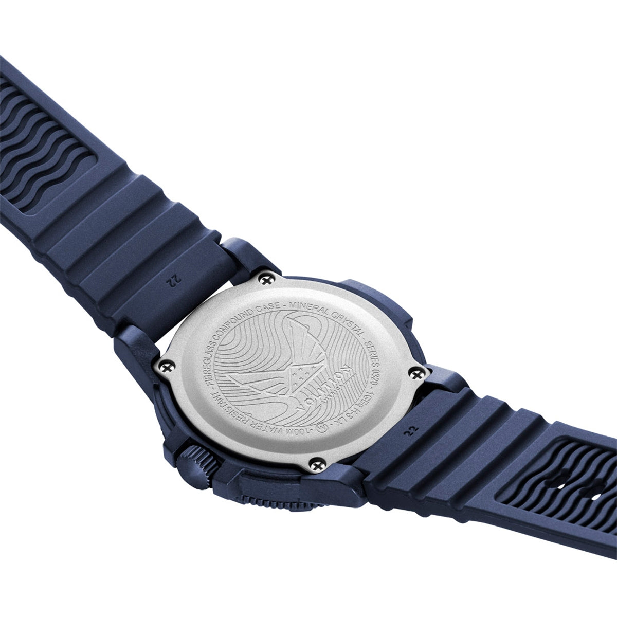 Luminox Men's Volition America Leatherback Sea Turtle Giant Navy Out Fiberglass Watch with Navy Dial & Rubber front view