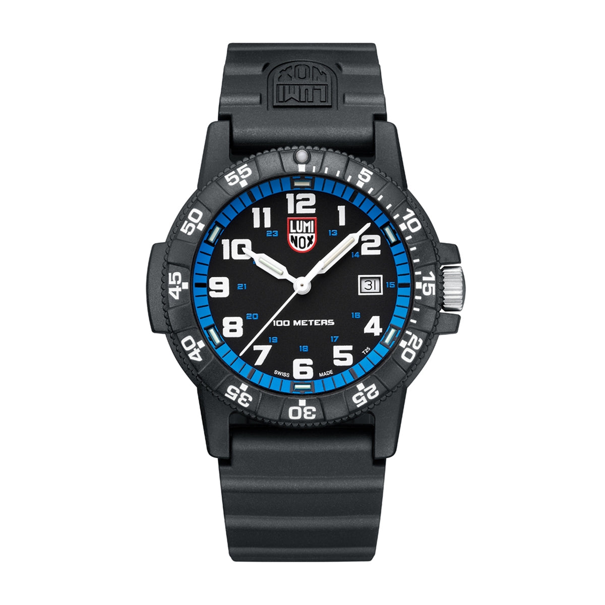 Luminox Men's Leatherback Sea Turtle Giant Quartz Black Carbonox Watch with Black & Blue Dial & Rubber Strap