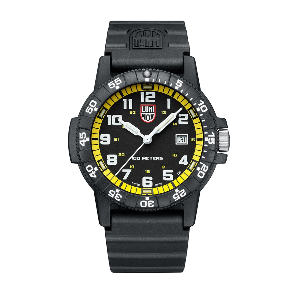 Luminox Men's Leatherback Sea Turtle Giant Quartz Black Carbonox Watch with Black & Yellow Dial & Black Rubber Strap