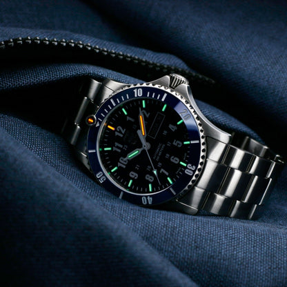 Luminox Men's Sport Timer Automatic Stainless Steel Watch with Blue Dial side profile