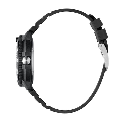 Luminox Men's Navy SEAL EVO Quartz Black Carbonox Watch with White Dial & Black Rubber Strap front view