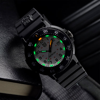 Luminox Men's Navy SEAL EVO Quartz Black Carbonox Watch with White Dial & Black Rubber Strap side profile