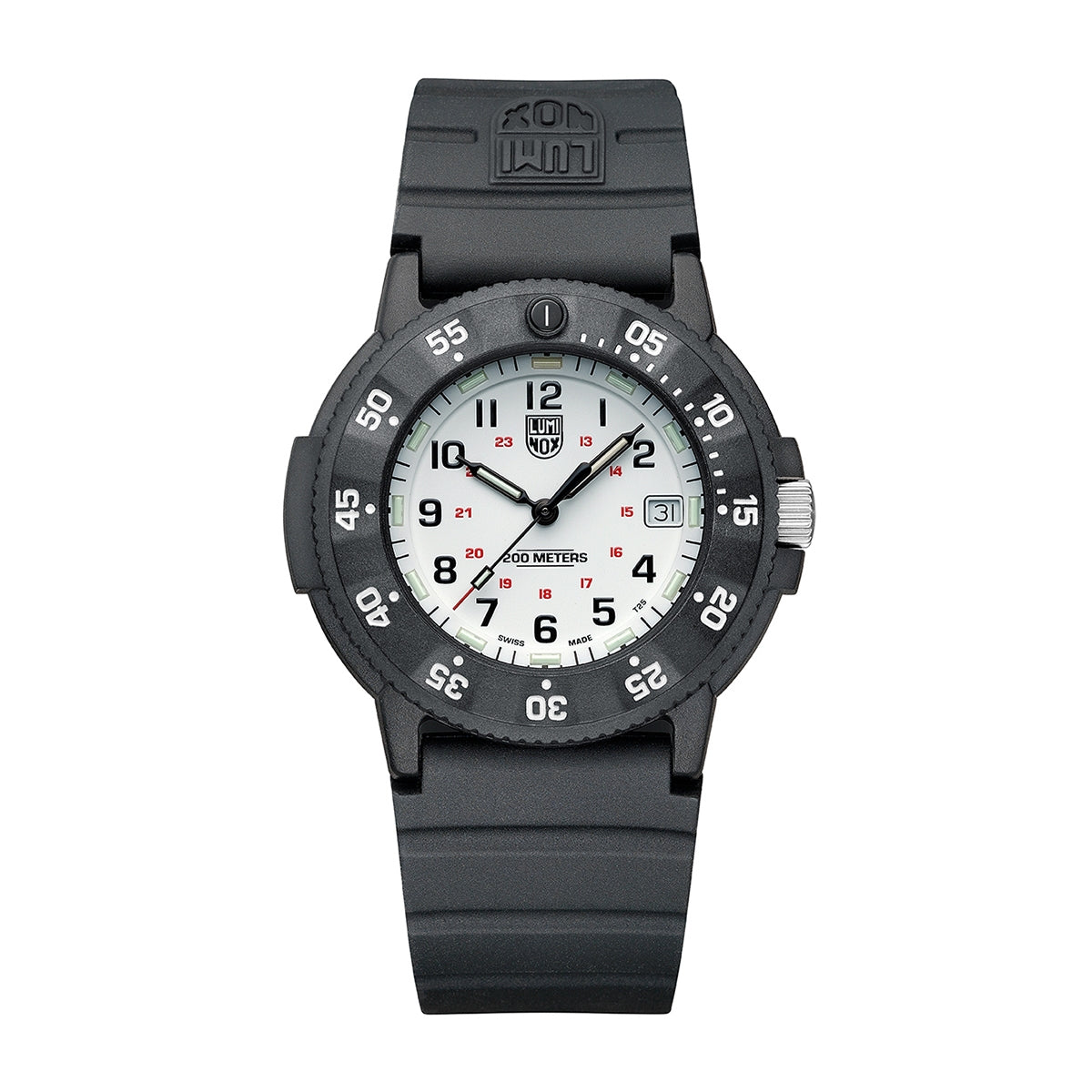 Luminox Men's Navy SEAL EVO Quartz Black Carbonox Watch with White Dial & Black Rubber Strap