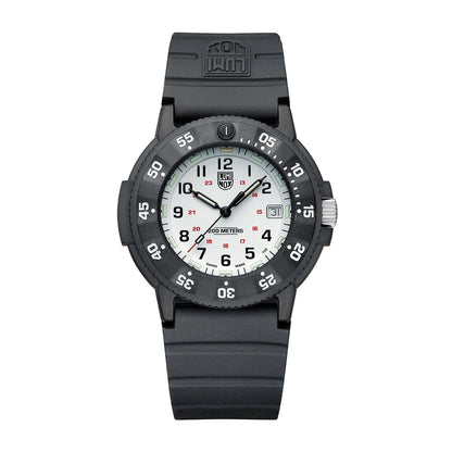 Luminox Men's Navy SEAL EVO Quartz Black Carbonox Watch with White Dial & Black Rubber Strap