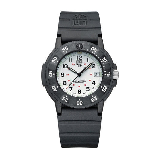 Luminox Men's Navy SEAL EVO Quartz Black Carbonox Watch with White Dial & Black Rubber Strap