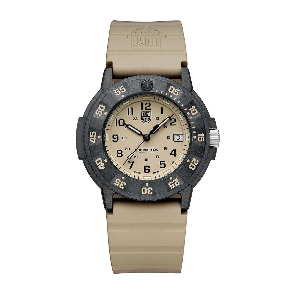 Luminox Men's Navy SEAL EVO Quartz Black Carbonox Watch with Tan Dial & Rubber Strap