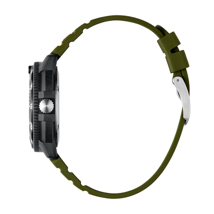 Luminox Men's Navy SEAL EVO Quartz Black Carbonox Watch with Green Dial & Rubber Strap front view