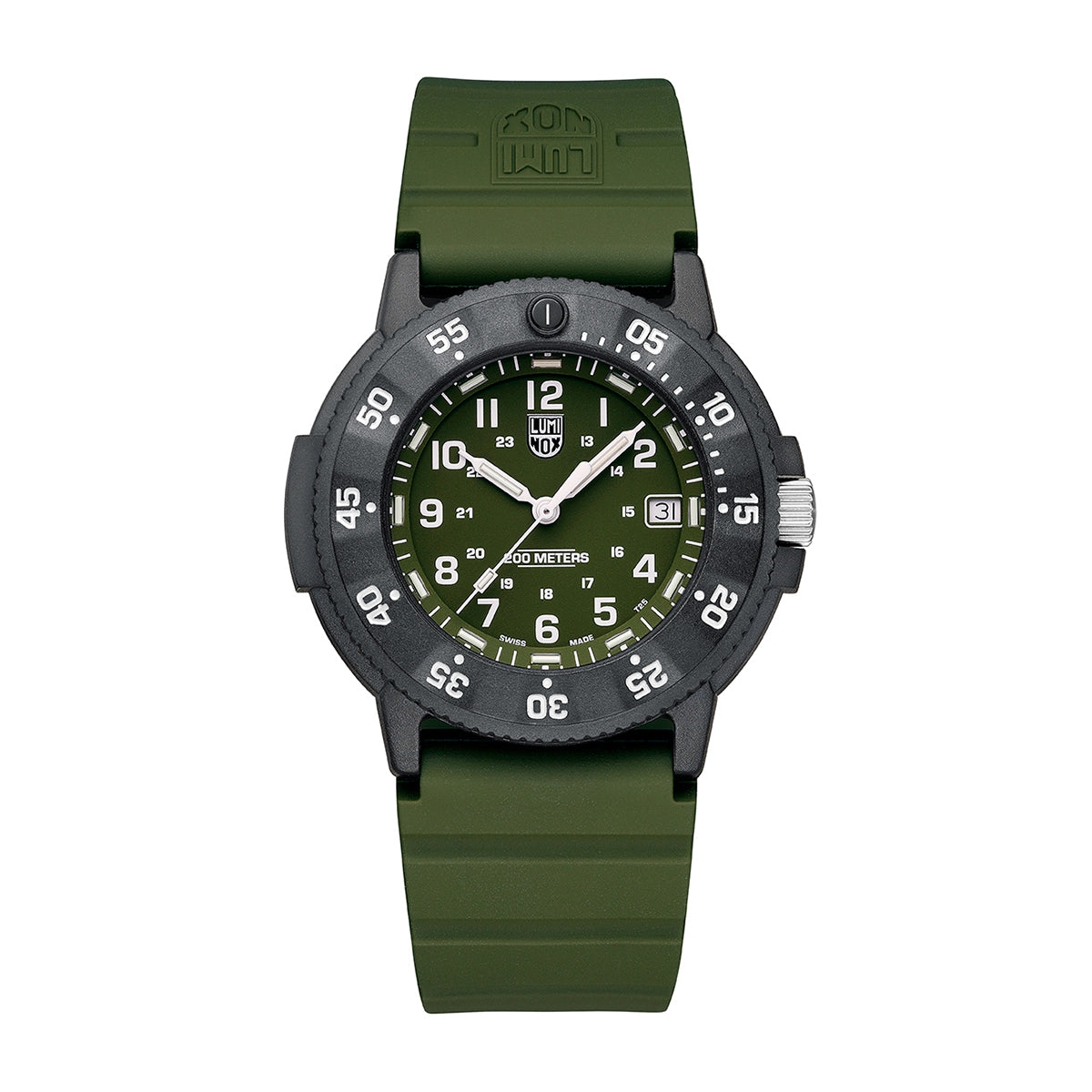 Luminox Men's Navy SEAL EVO Quartz Black Carbonox Watch with Green Dial & Rubber Strap