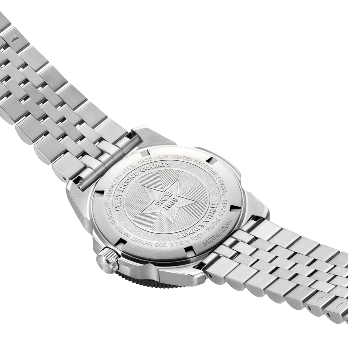 Luminox Men's Pacific Diver Ripple Quartz Stainless Steel Watch Set with Blue Dial close-up detail