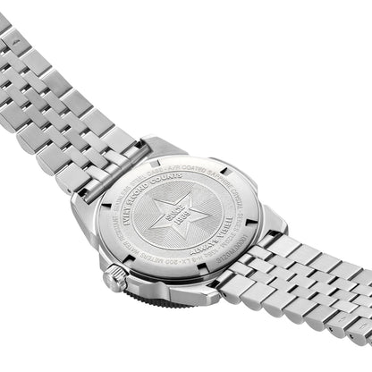 Luminox Men's Pacific Diver Ripple Quartz Stainless Steel Watch Set with Blue Dial close-up detail