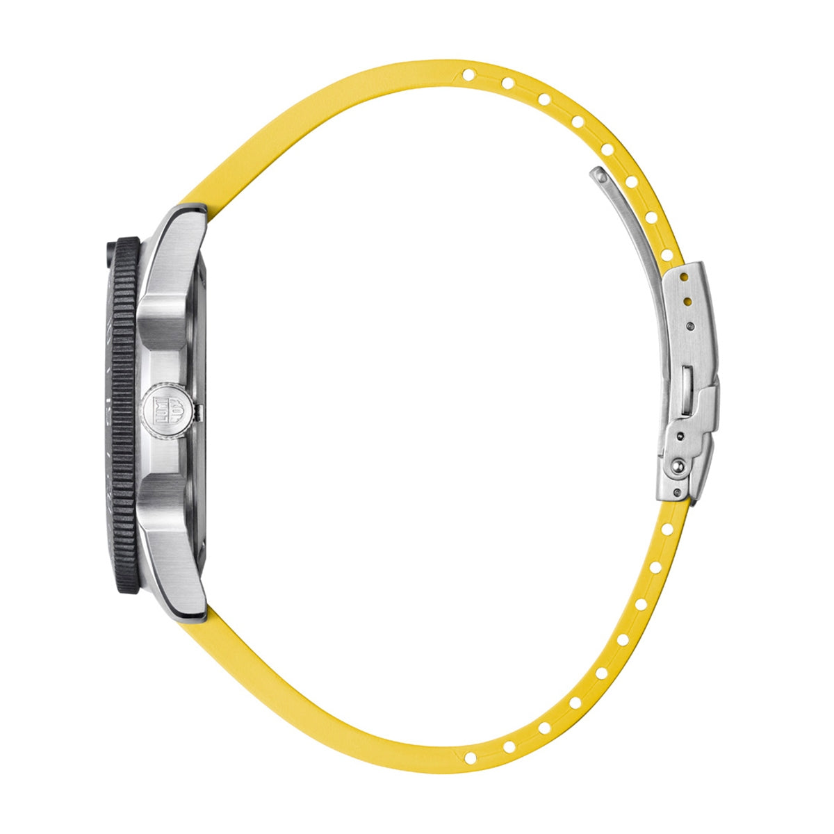 Luminox Men's Pacific Diver Quartz Stainless Steel Watch with Yellow Dial & Rubber Strap front view