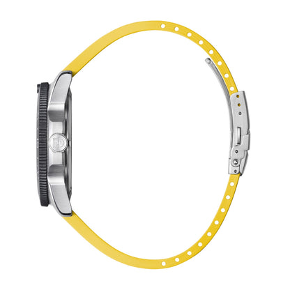 Luminox Men's Pacific Diver Quartz Stainless Steel Watch with Yellow Dial & Rubber Strap front view