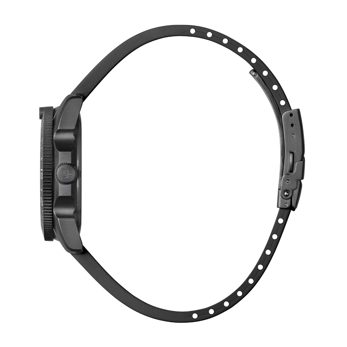 Luminox Pacific Diver Ripple Quartz Black Stainless Steel Watch with White Dial & Black Rubber Strap front view