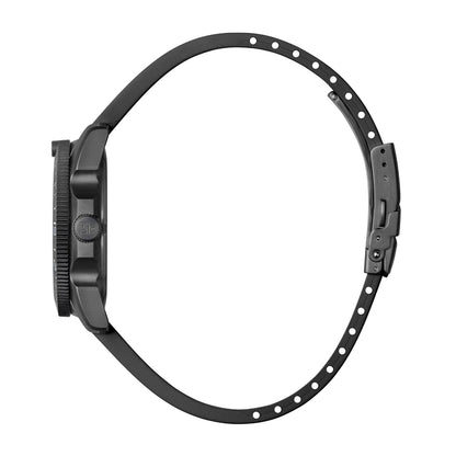 Luminox Pacific Diver Ripple Quartz Black Stainless Steel Watch with White Dial & Black Rubber Strap front view
