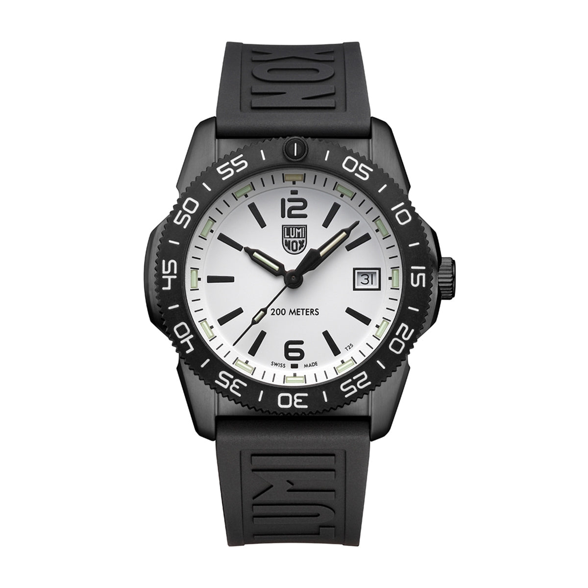 Luminox Pacific Diver Ripple Quartz Black Stainless Steel Watch with White Dial & Black Rubber Strap