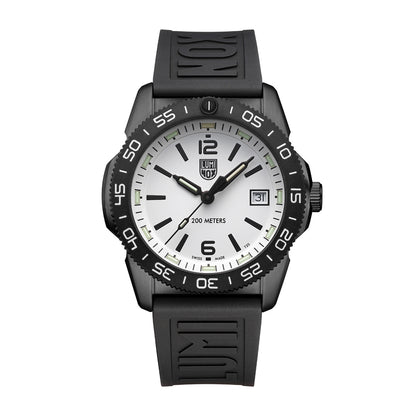 Luminox Pacific Diver Ripple Quartz Black Stainless Steel Watch with White Dial & Black Rubber Strap
