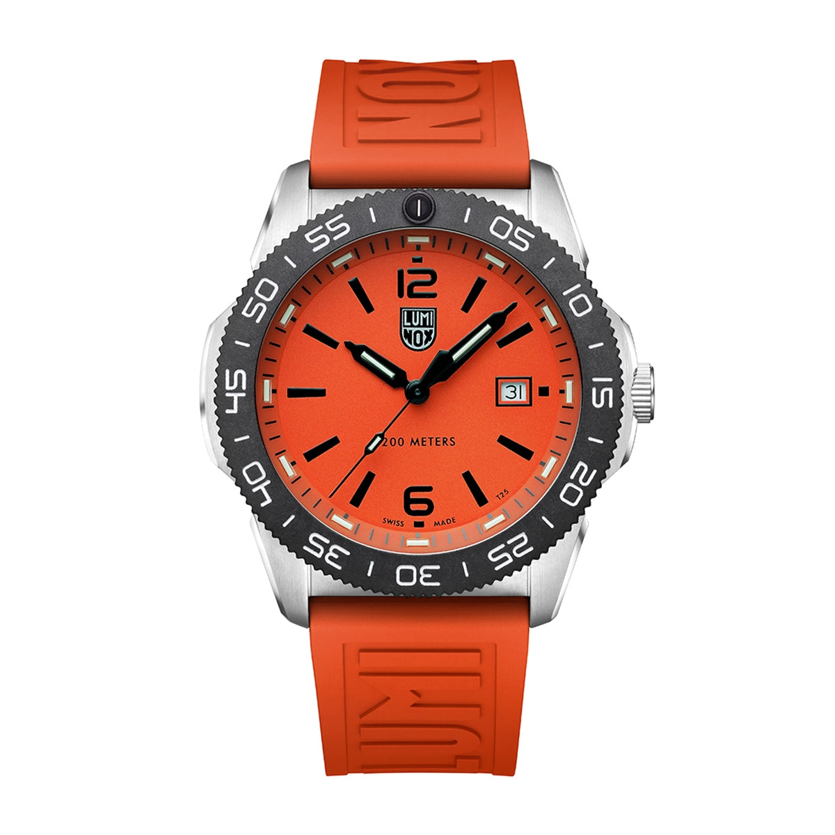 Luminox Men's Pacific Diver Quartz Stainless Steel Watch with Orange Dial & Rubber Strap
