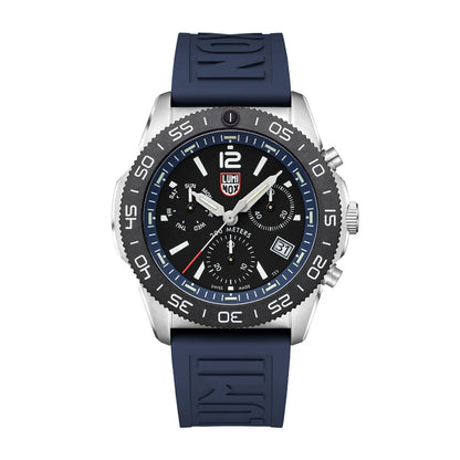 Luminox Men's Pacific Diver Quartz Chronograph Stainless Steel Watch with Black Dial & Navy Rubber Strap
