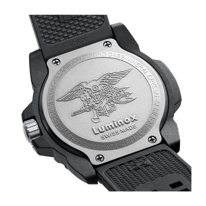 Luminox Men's Navy SEAL Dive Quartz Black Carbonox Watch with Black & White Dial & Rubber Strap front view