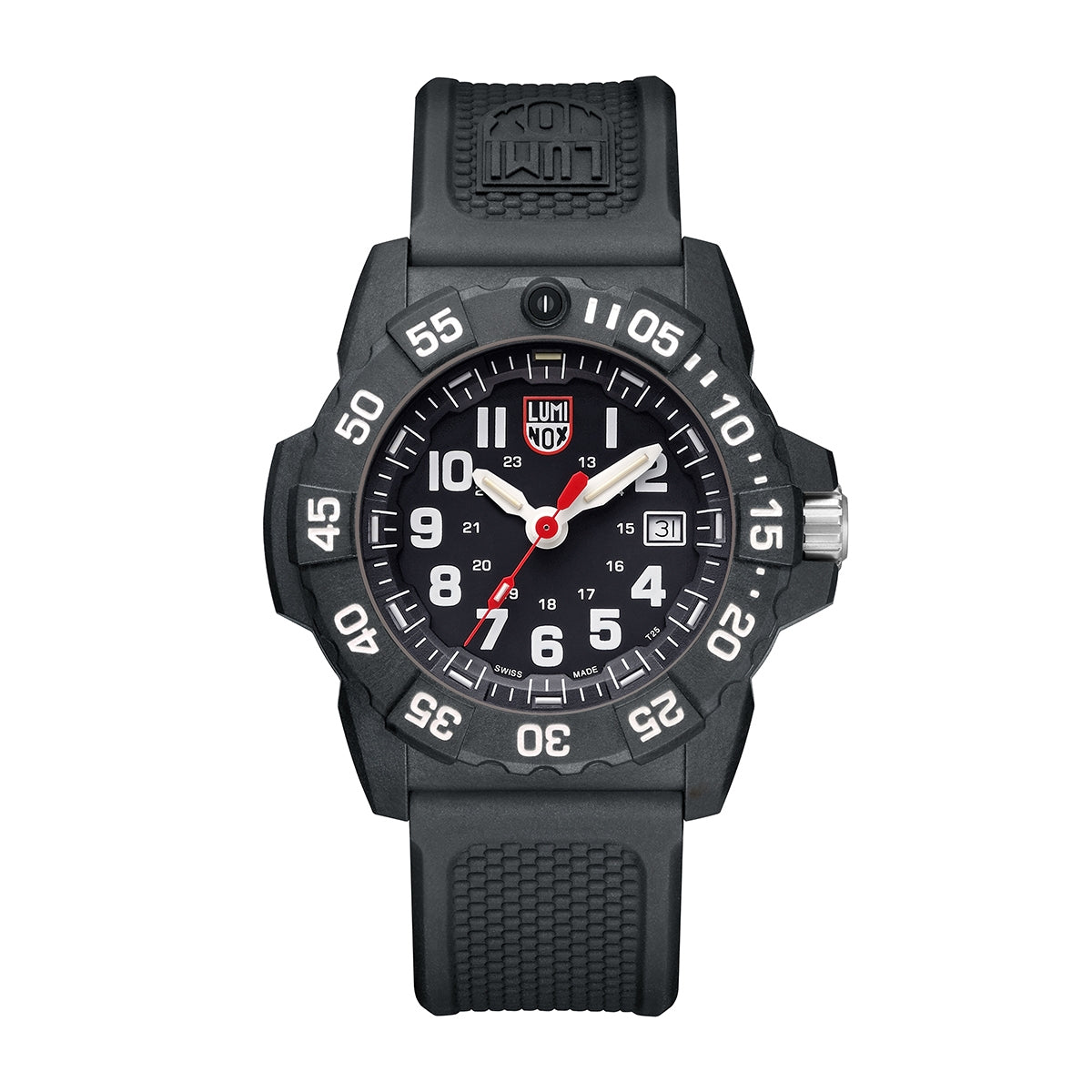 Luminox Men's Navy SEAL Dive Quartz Black Carbonox Watch with Black & White Dial & Rubber Strap