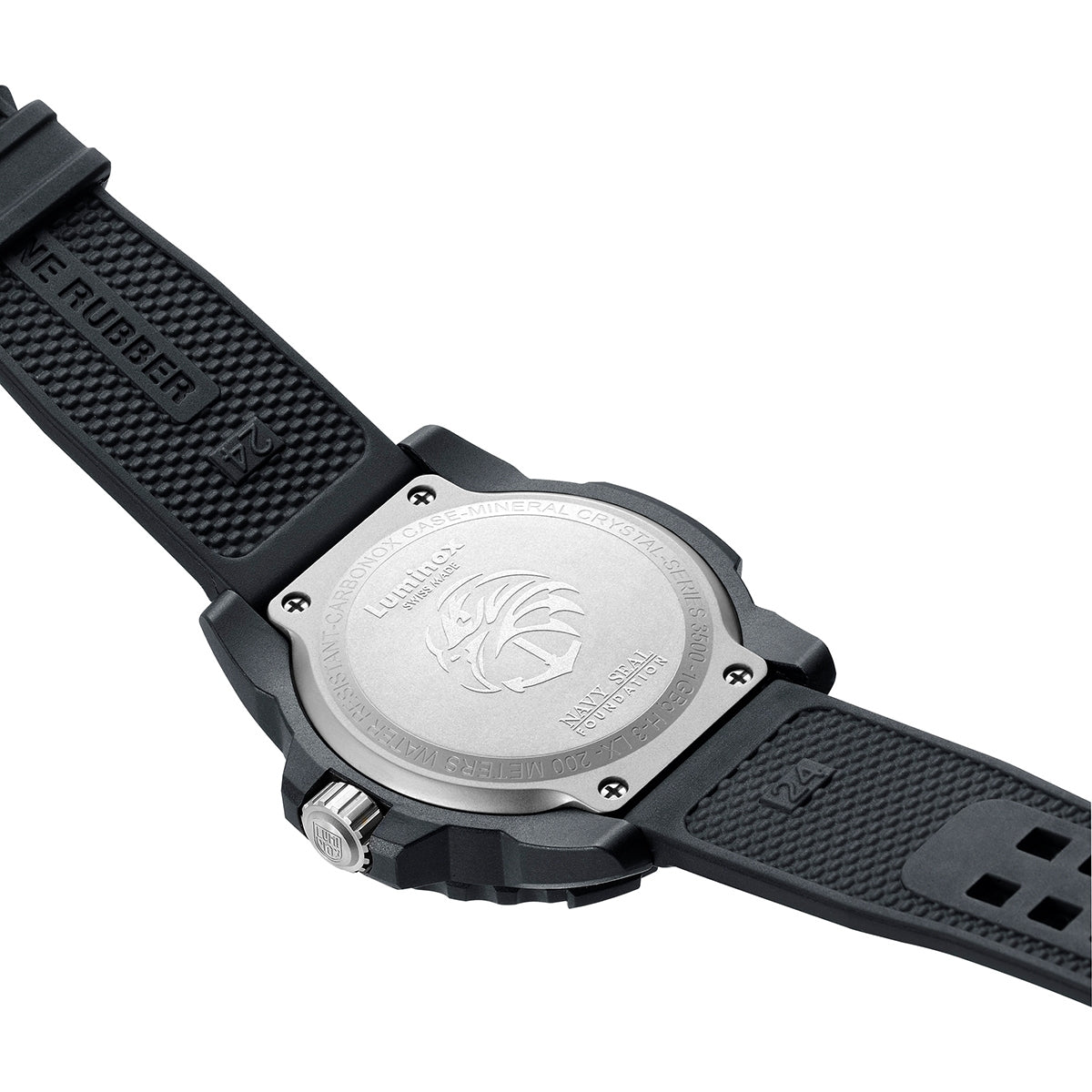 Luminox Men's Navy SEAL Foundation Quartz Black Carbonox Watch with Blue Dial & Black Rubber Strap front view