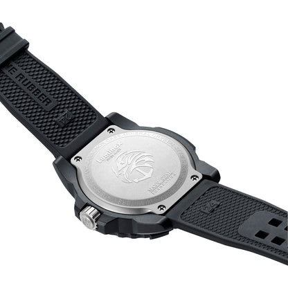 Luminox Men's Navy SEAL Foundation Quartz Black Carbonox Watch with Blue Dial & Black Rubber Strap front view