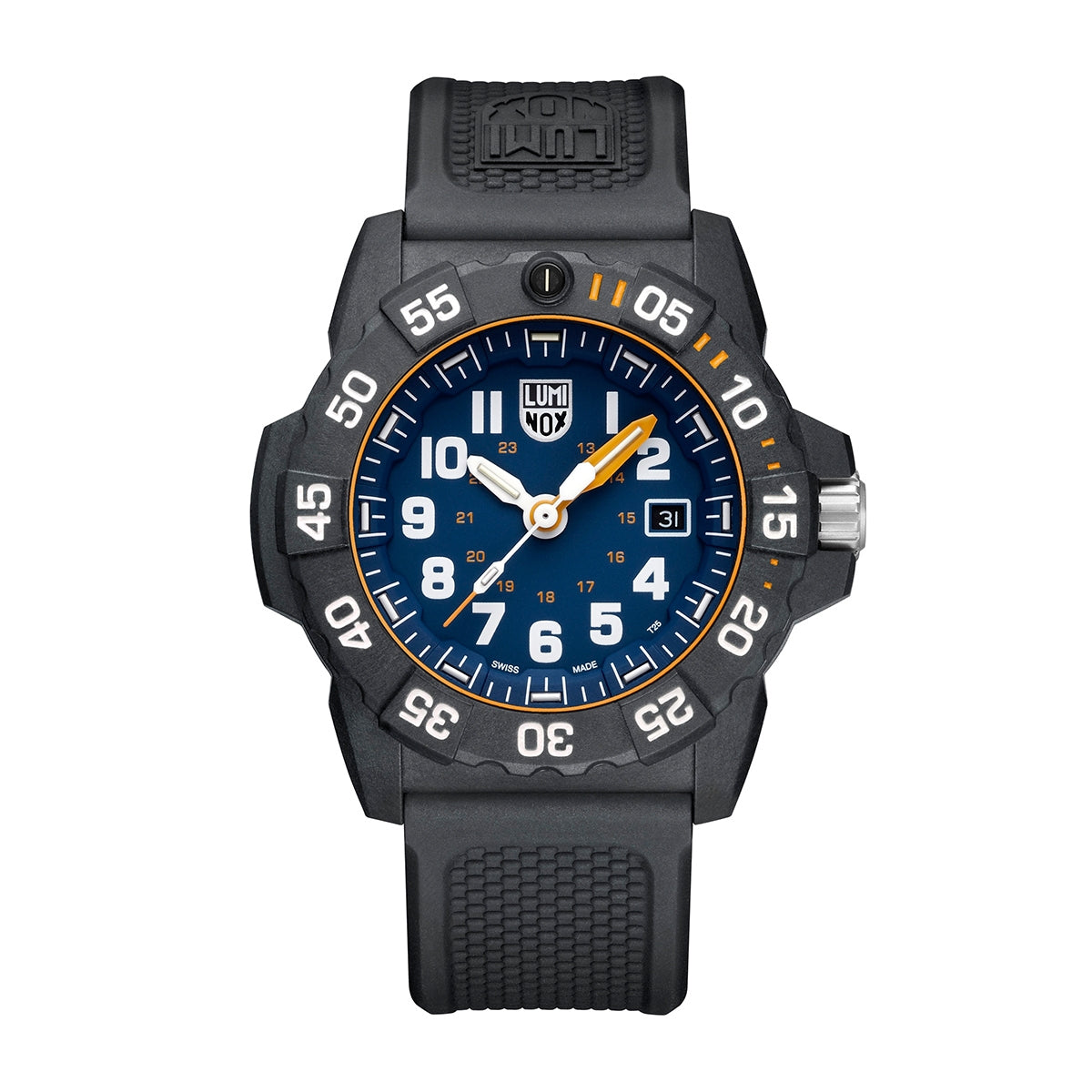 Luminox Men's Navy SEAL Foundation Quartz Black Carbonox Watch with Blue Dial & Black Rubber Strap