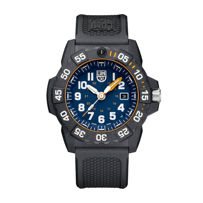 Luminox Men's Navy SEAL Foundation Quartz Black Carbonox Watch with Blue Dial & Black Rubber Strap