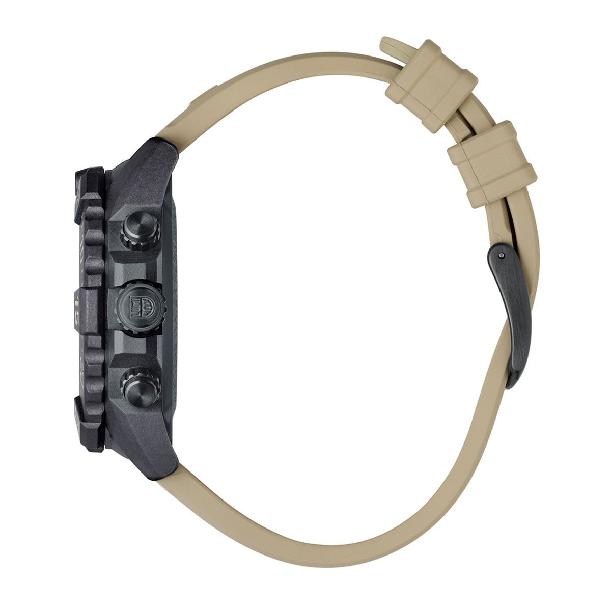 Luminox Men's Navy SEAL Foundation Quartz Black Carbonox Watch Set with Black Dial & Tan Rubber Strap front view