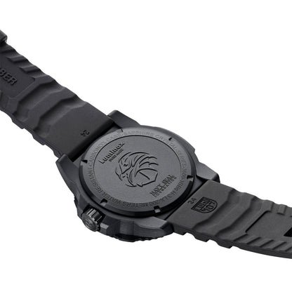 Luminox Men's Navy SEAL Foundation Quartz Black Carbonox Watch with Black Dial & Rubber Strap close-up detail