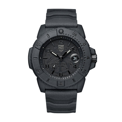 Luminox Men's Navy SEAL Foundation Quartz Black Carbonox Watch with Black Dial & Rubber Strap