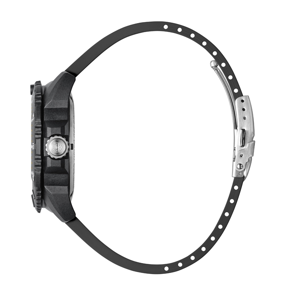 Luminox Men's Navy SEAL Foundation Quartz Black Carbonox Watch with Gray Dial & Black Rubber Strap front view
