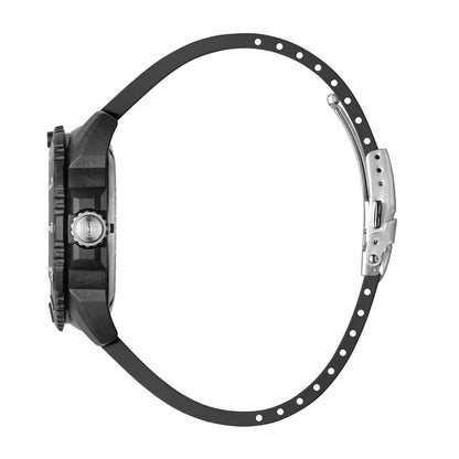 Luminox Men's Navy SEAL Foundation Quartz Black Carbonox Watch with Gray Dial & Black Rubber Strap front view