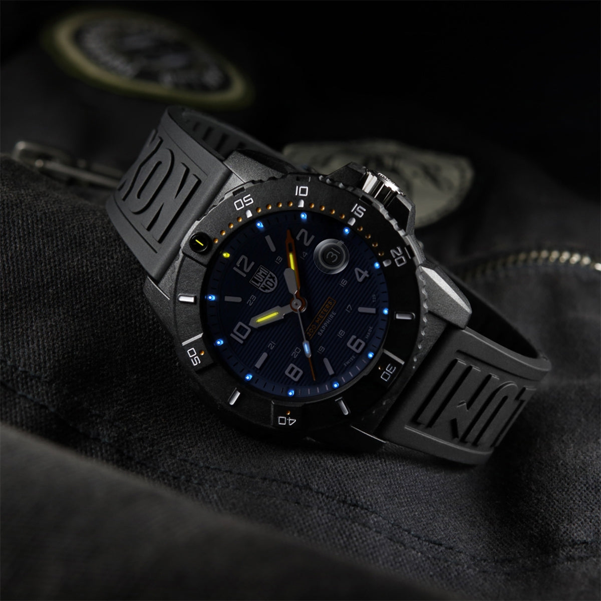 Luminox Men's Navy SEAL Foundation Quartz Black Carbonox Watch with Gray Dial & Black Rubber Strap side profile