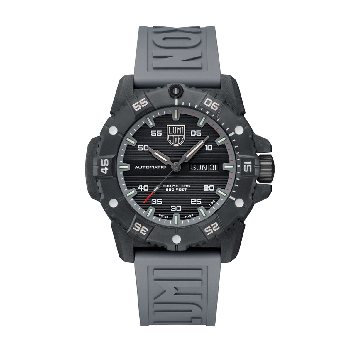 Luminox Men's Master Carbon SEAL Automatic Carbonox+ Watch with Black Dial & Gray Rubber Strap