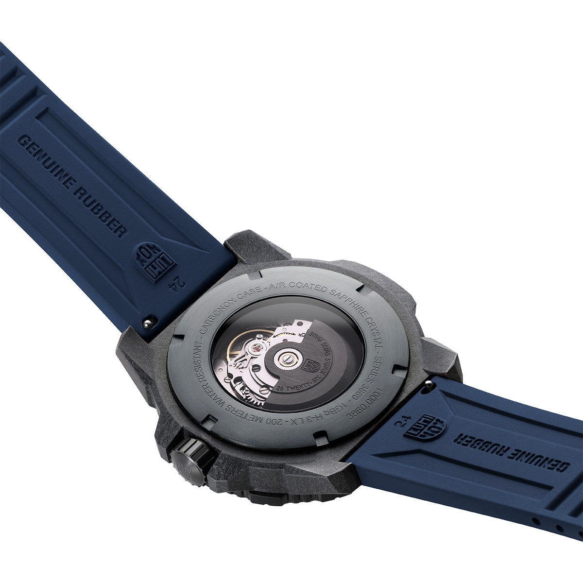 Luminox Men's Master Carbon SEAL Automatic Carbonox+ Watch with Blue Dial & Rubber Strap front view