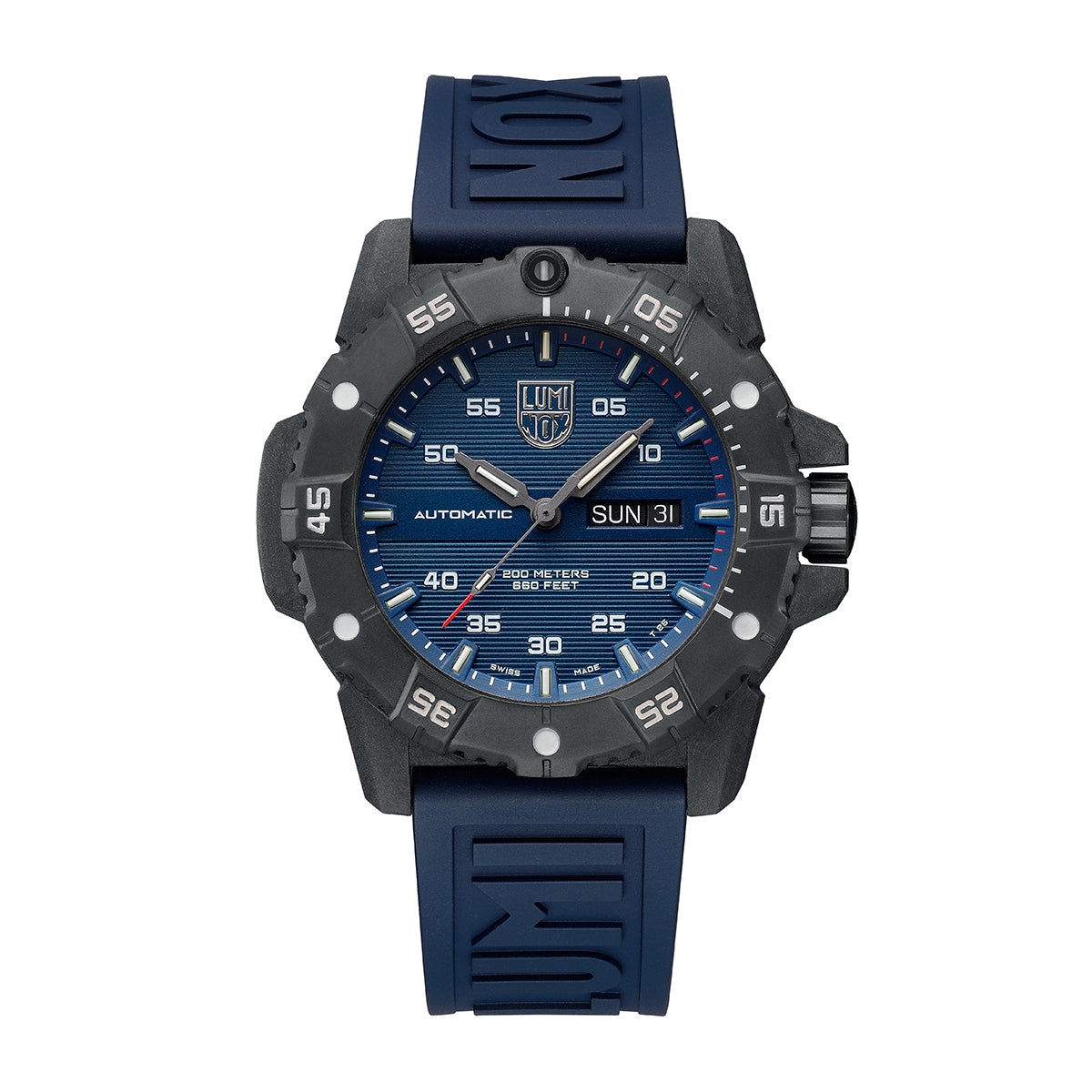 Luminox Men's Master Carbon SEAL Automatic Carbonox+ Watch with Blue Dial & Rubber Strap