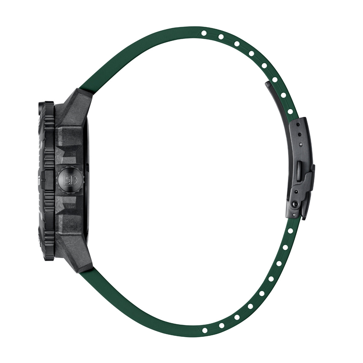 Luminox Men's Master Carbon SEAL Automatic Carbonox+ Watch with Black Dial & Green Rubber Strap front view